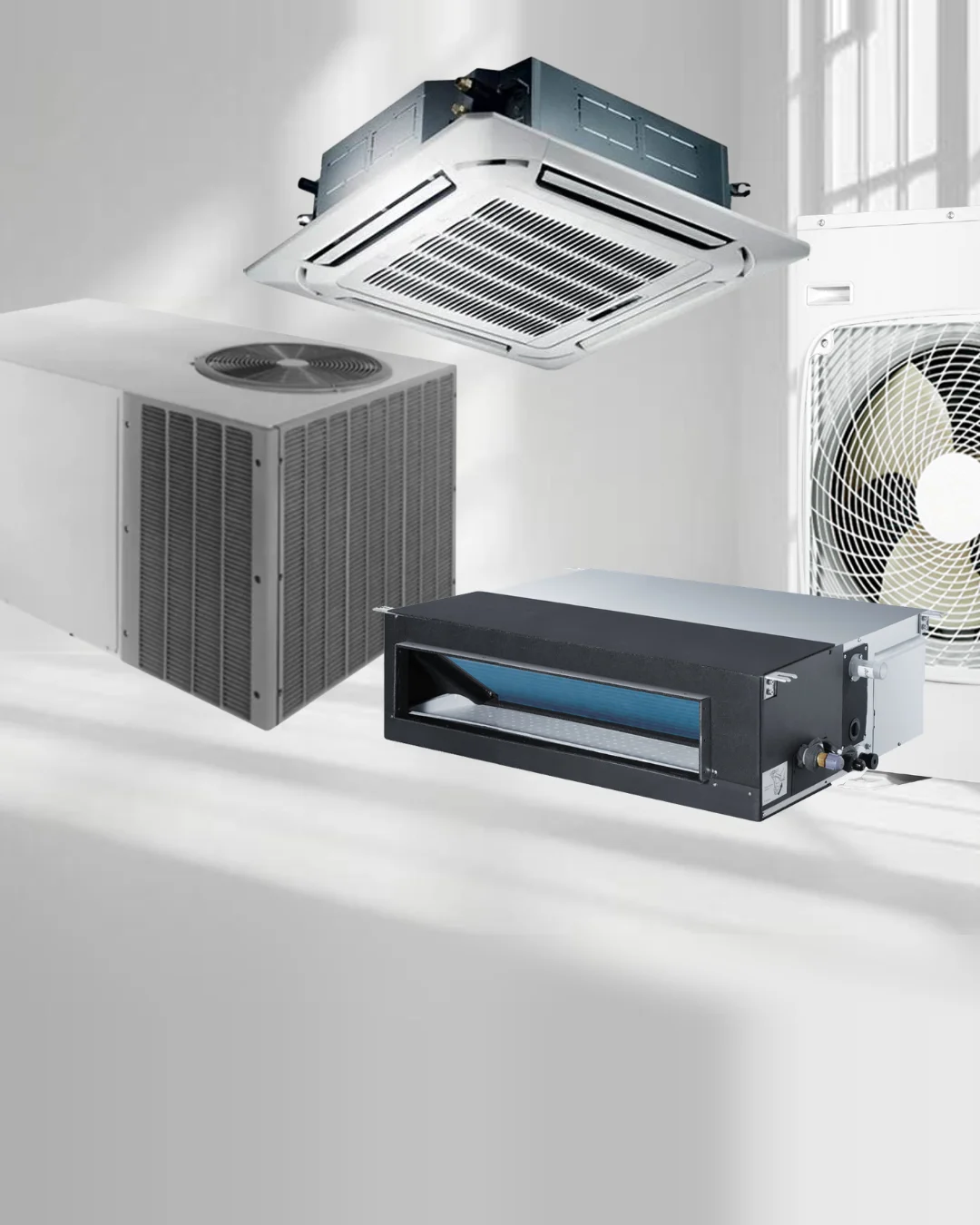 Cassette, fan & coil, unidad paquete y equipo de extracción